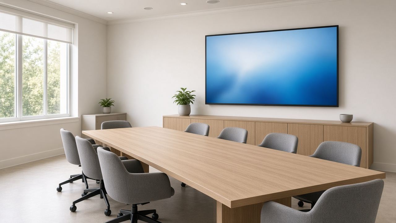 Calm clinical training room with a display and daylight